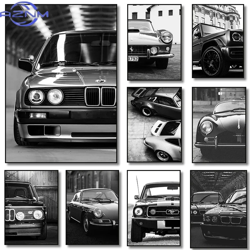Photography Pose - Moderne Mode-Wandkunst Einfaches Schwarz-Weiß Luxusauto HD