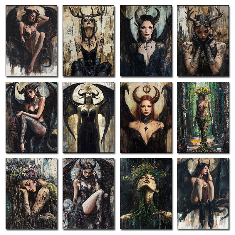 Photography Night - Wunderschöner Lilith-Kunstdruck, gehörnte Göttin, sexy weiblicher