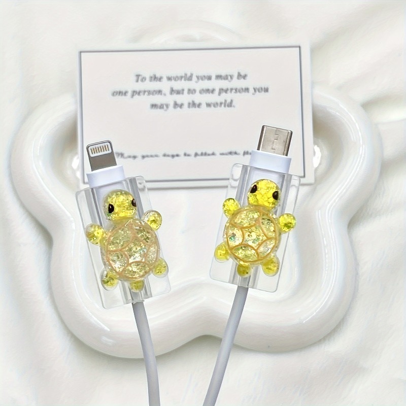 Tethering Cable Usb - Niedlicher Cartoon-Schildkröten-Kabelschutz für iPhone 17 16