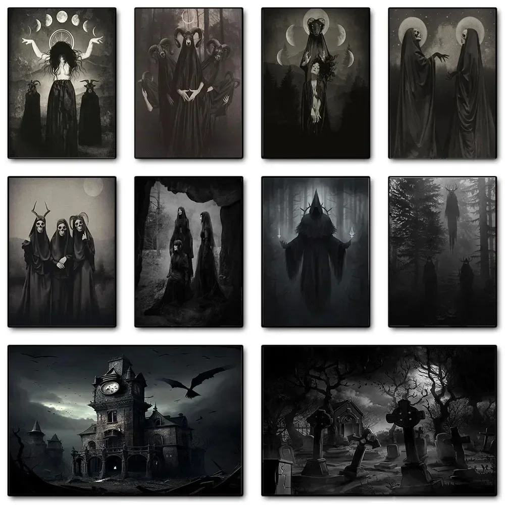Photography Night - Dark Academia Art Black Death Posterdrucke